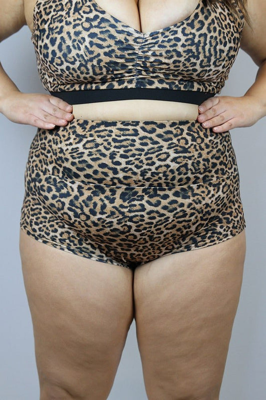 Animal High Waisted Brazil Scrunchie Bum Shorts - Plus Size | Pole Wear - high waisted brazil shorts - plus size - Velvet Door