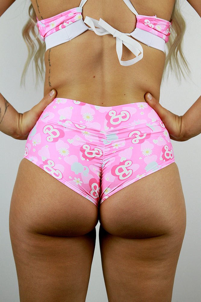 Barbie High Waisted Brazil Scrunchie Bum Shorts | Pole Wear - high waisted brazil shorts - Velvet Door