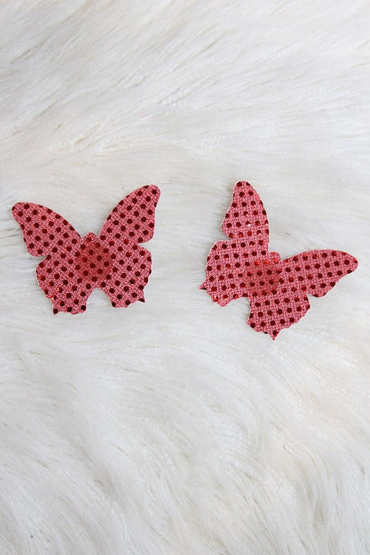 Butterfly Sequin Nipple Pasties Red - pasties - Velvet Door