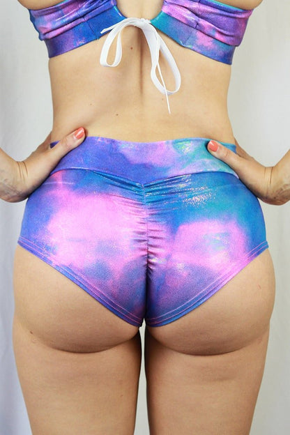 Candy High Waisted Brazil Scrunchie Bum Shorts | Pole Wear - high waisted brazil shorts - Velvet Door