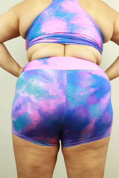 Candy Sparkle High Waisted Cheeky Shorts - Plus Size - high wasted cheeky shorts - plus size - Velvet Door