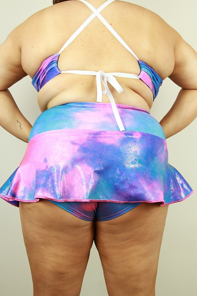 Candy Sparkle Mid Waisted Skort - Plus Size - mid waisted skorts - plus size - Velvet Door