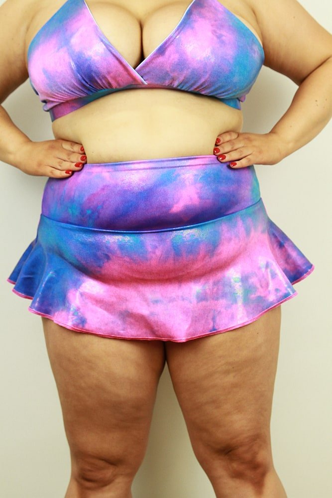 Candy Sparkle Mid Waisted Skort - Plus Size - mid waisted skorts - plus size - Velvet Door