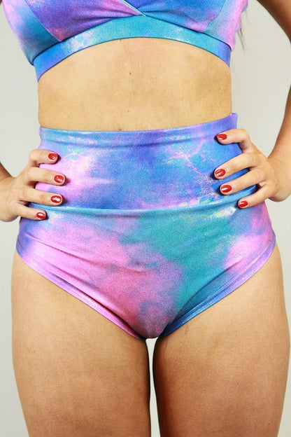 Candy Sparkle Super High Waisted Brazil Scrunchie Bum Shorts - super high waisted brazil shorts - Velvet Door