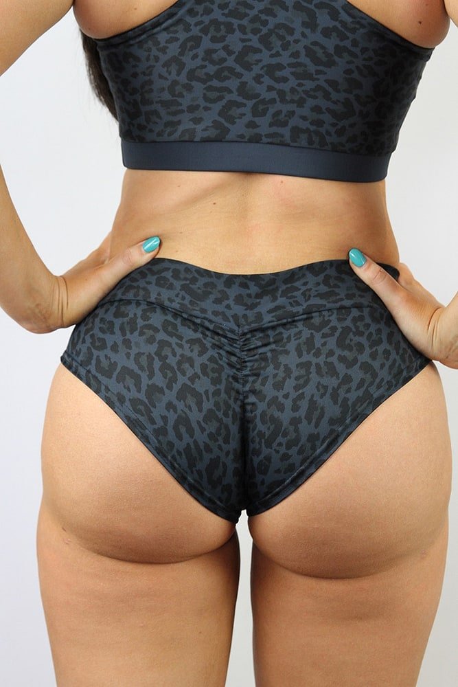 Carbon Animal Brazil Fit Scrunchie Bum Shorts - low waisted brazil shorts - Velvet Door
