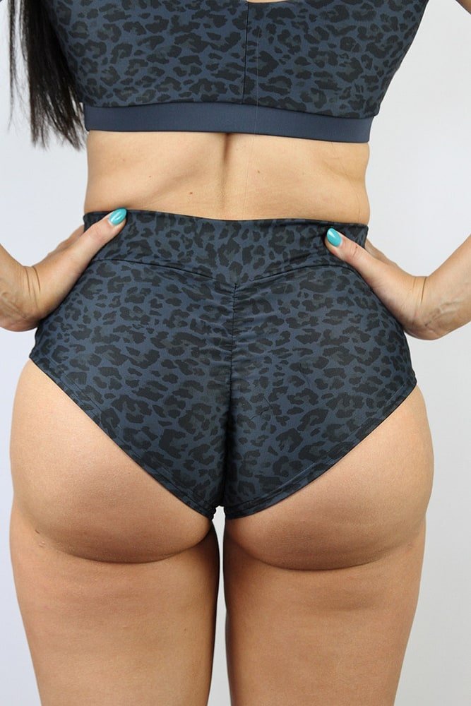 Carbon Animal High Waisted Brazil Scrunchie Bum Shorts | Pole Wear - high waisted brazil shorts - Velvet Door
