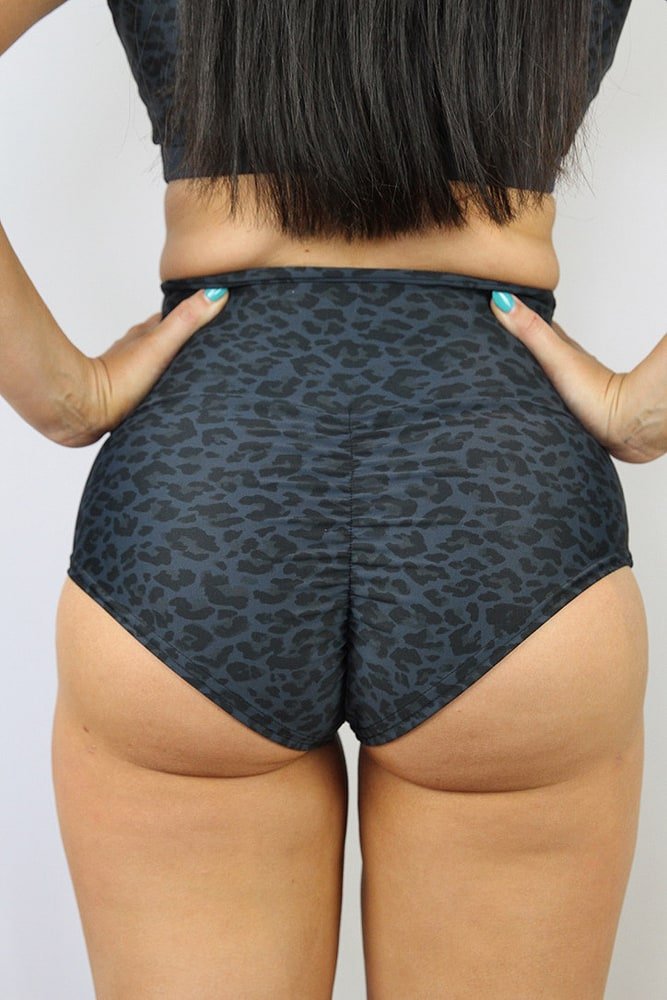 Carbon Animal Super High Waisted Brazil Scrunchie Bum Shorts - high waisted brazil shorts - Velvet Door