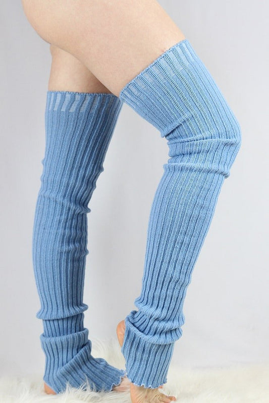 Extra Long Stirr-Up Knit Legwarmers Baby Blue - legwarmers - Velvet Door