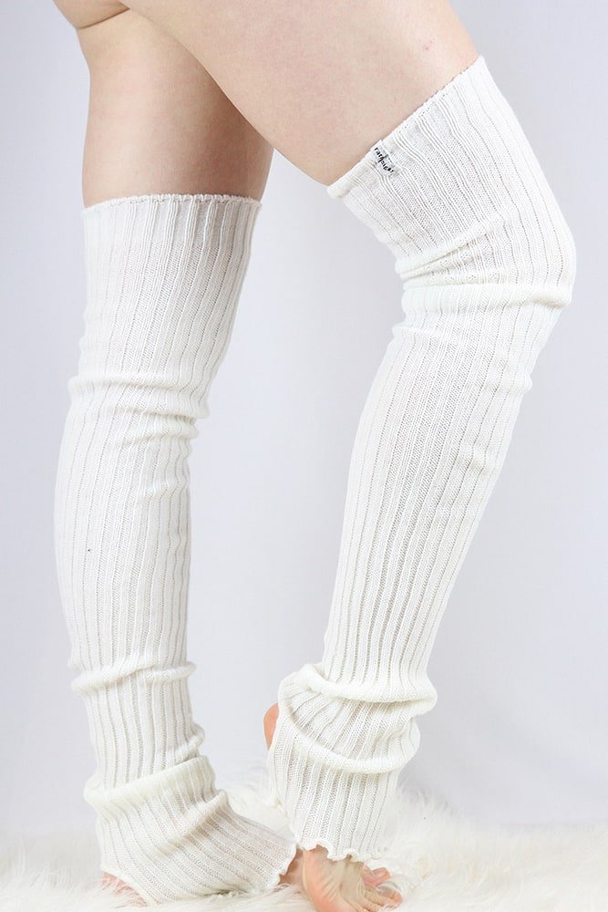 Extra Long Stirr-Up Knit Legwarmers Cream - legwarmers - Velvet Door