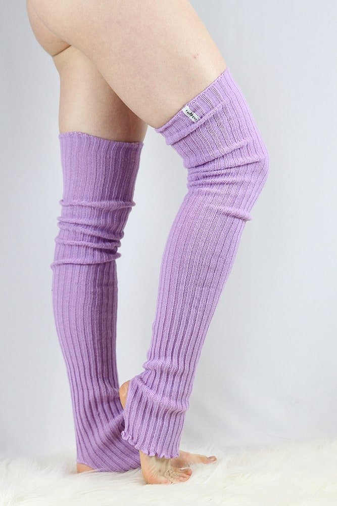 Extra Long Stirr-Up Knit Legwarmers Lilac - legwarmers - Velvet Door