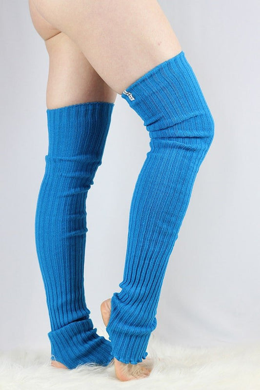 Extra Long Stirr-Up Knit Legwarmers Royal Blue - legwarmers - Velvet Door