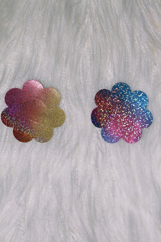 Flower Sparkle Nipple Pasties Rainbow - pasties - Velvet Door