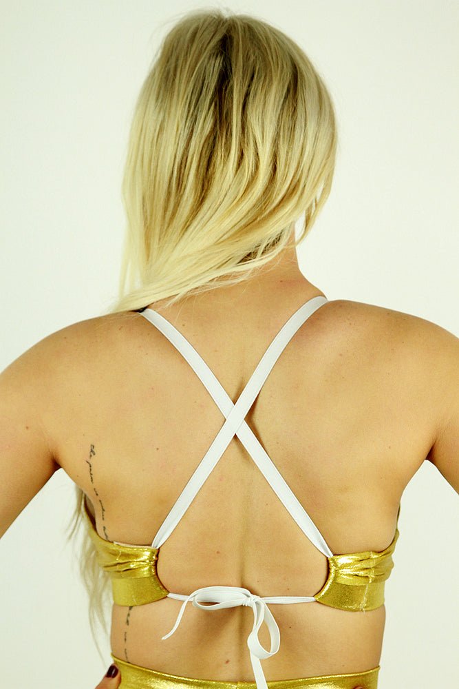 Gold Sparkle Bikini Bra - bikini bra - Velvet Door