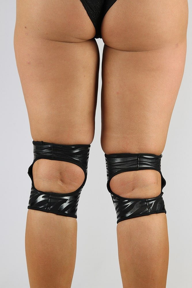Grippy Dance Knee Pads - Neoprene Gel - Zebra Pattern - Black - For Pole & Dance - dance knee pads - Velvet Door