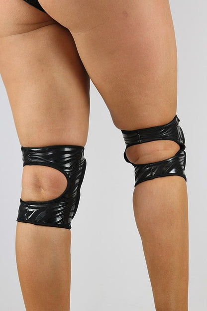 Grippy Dance Knee Pads - Neoprene Gel - Zebra Pattern - Black - For Pole & Dance - dance knee pads - Velvet Door