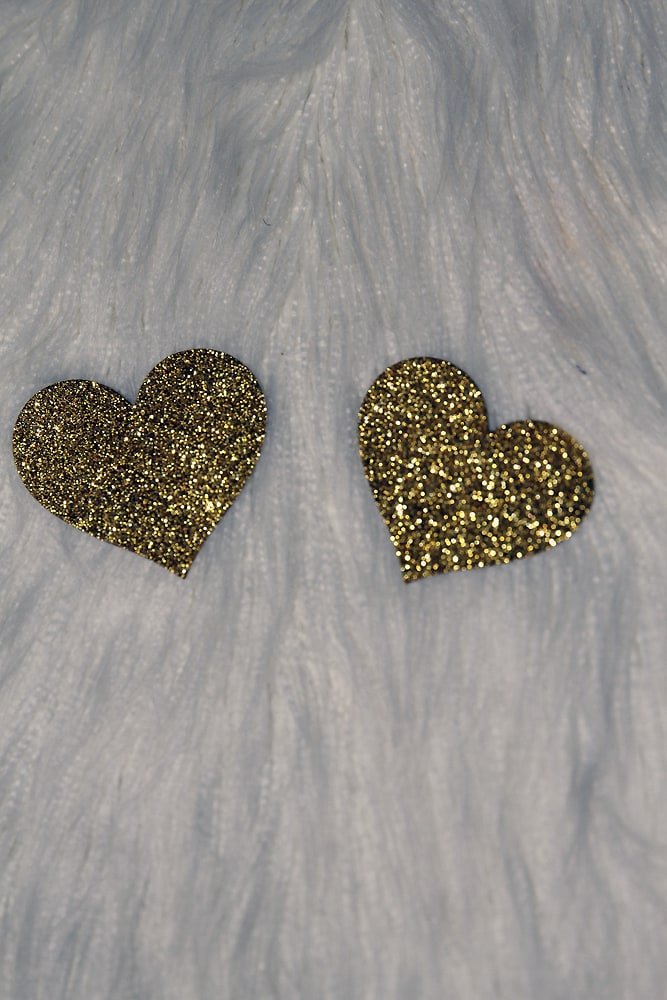 Heart Glitter Nipple Pasties Gold - pasties - Velvet Door