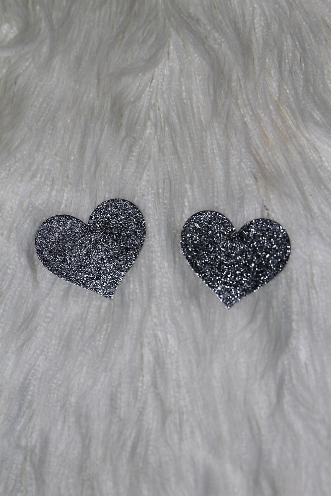 Heart Glitter Nipple Pasties Silver - pasties - Velvet Door