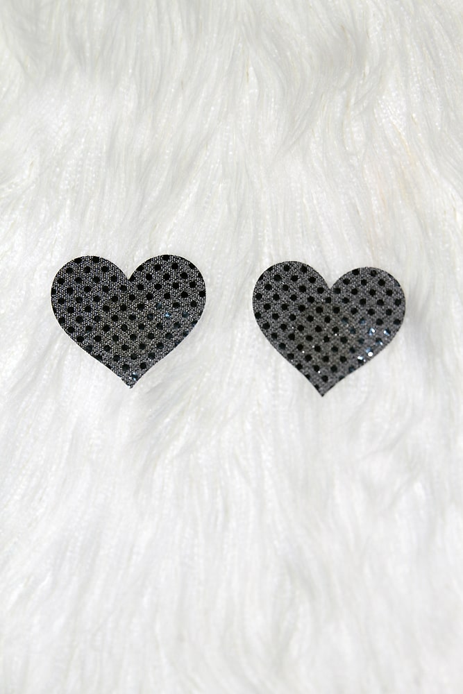 Heart Sequin Nipple Pasties Black - pasties - Velvet Door