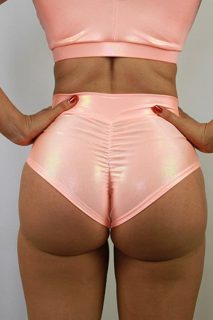 Ibiza Sparkle High Waisted Brazil Scrunchie Bum Shorts - Neon City| Pole Wear - high waisted brazil shorts - Velvet Door