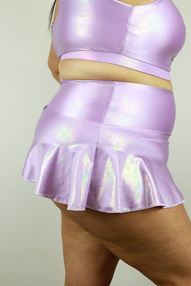 Lilac Sparkle Mid Waisted Skort - Plus Size - mid waisted skorts - plus size - Velvet Door
