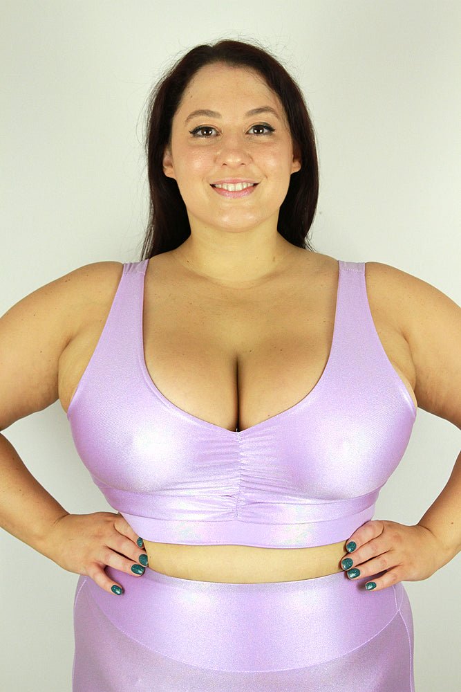Lilac Sparkle Sweet Scoop Sports Bra - Plus Size - sweet scoop sports bras - plus size - Velvet Door