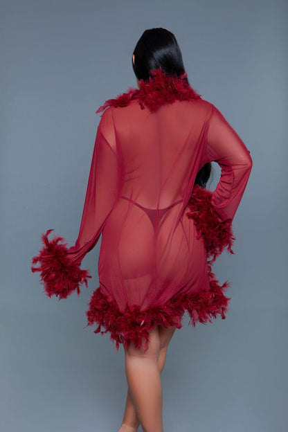 Lux Robe Maroon - feather robes - Velvet Door