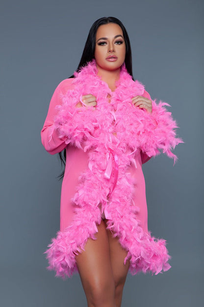 Lux Robe Neon Pink - feather robes - Velvet Door