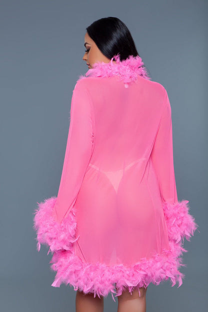 Lux Robe Neon Pink - feather robes - Velvet Door