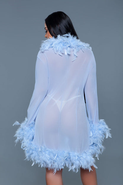 Lux Robe Periwinkle - feather robes - Velvet Door