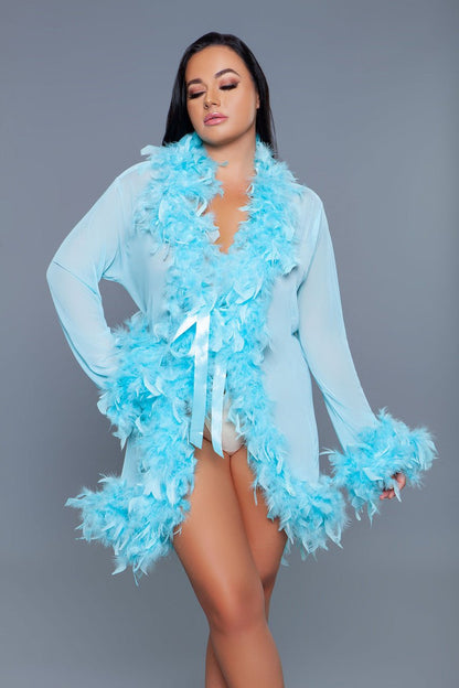 Lux Robe Turquoise - feather robes - Velvet Door