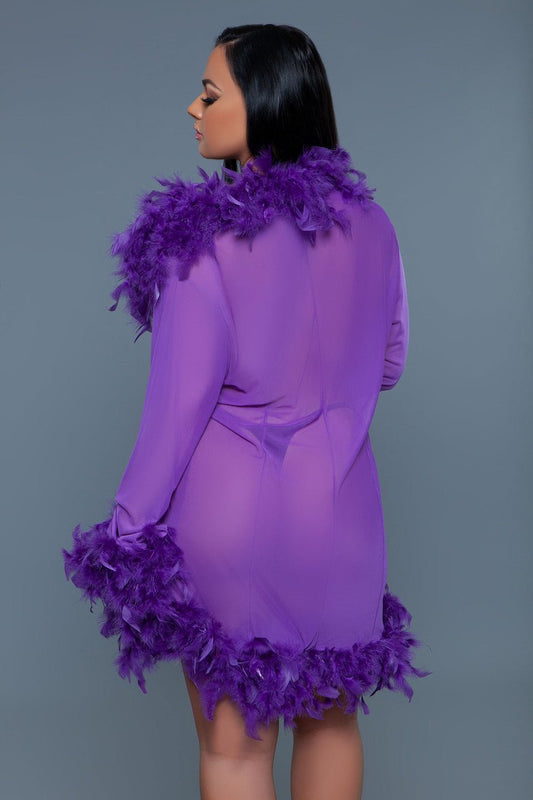 Lux Robe Violet - feather robes - Velvet Door