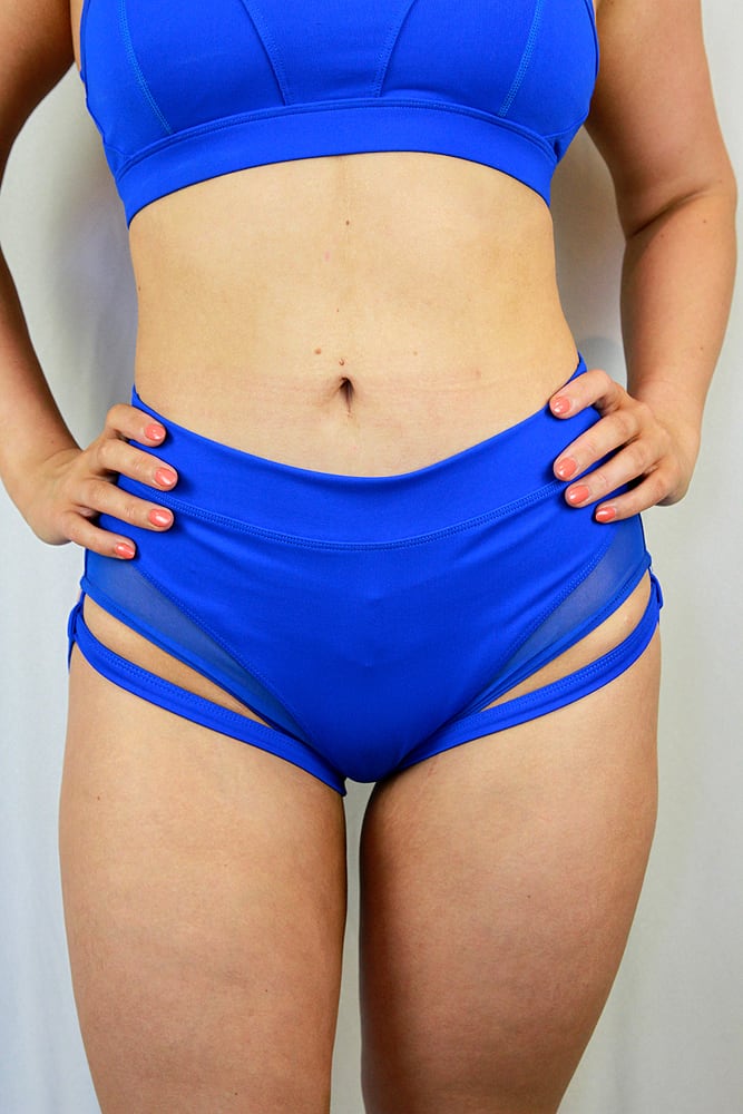 Maddox Low Waist Garter Short - Cobalt - low waisted brazil shorts - Velvet Door