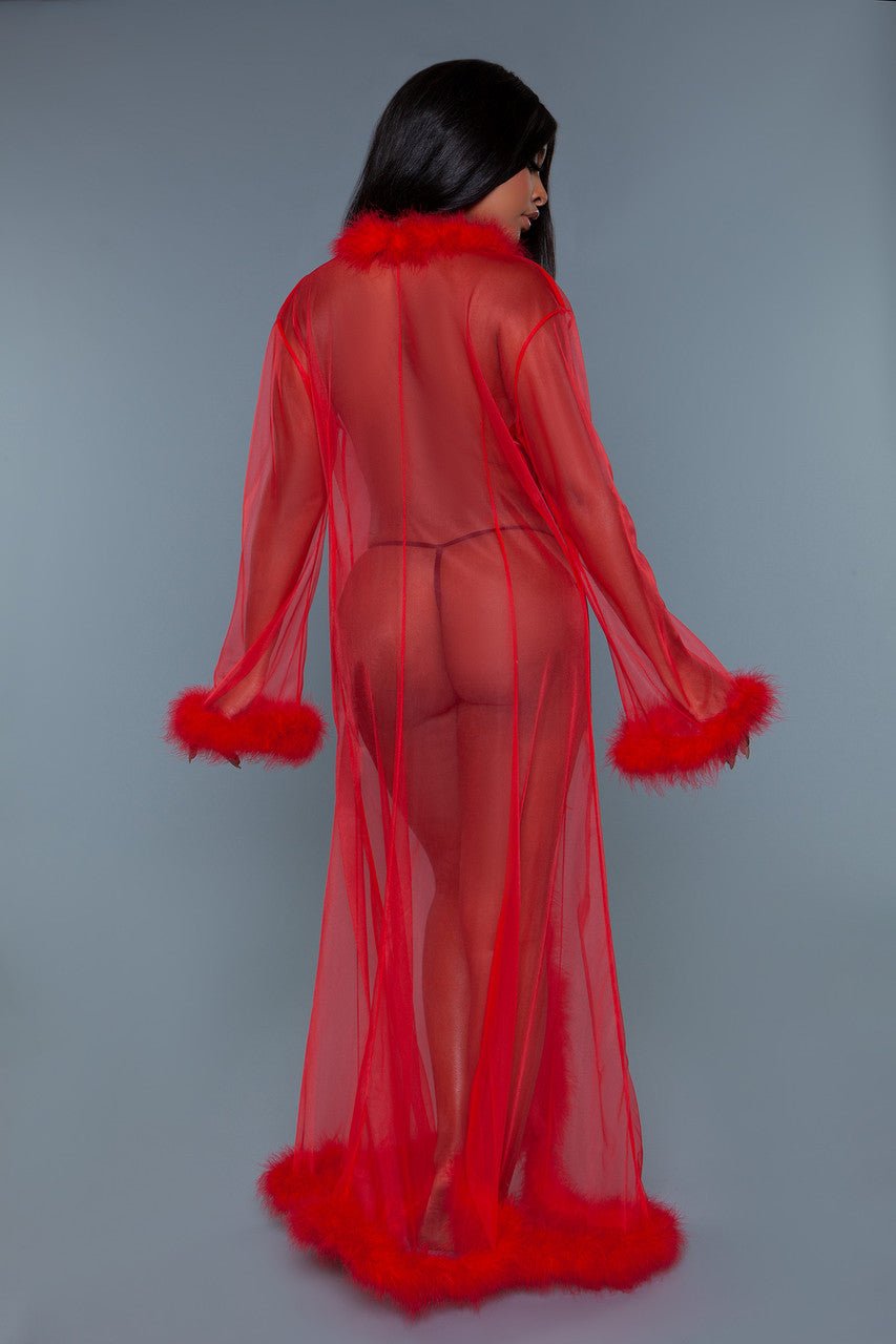 Marabou Robe Red - feather robes - Velvet Door