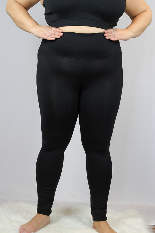 Matte Black Full Length Leggings/Tights - Plus Size - tights & leggings - plus size - Velvet Door