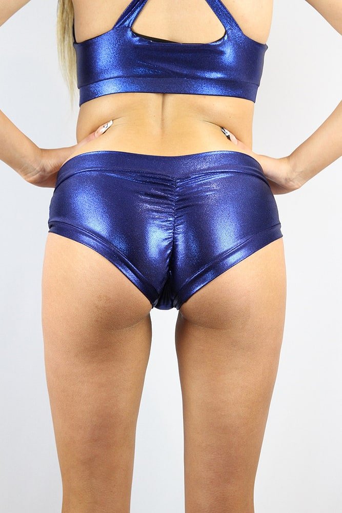 Navy Sparkle Naughty Fit Shorts - low waisted naughty shorts - Velvet Door