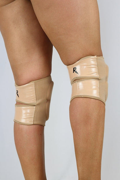 Neoprene Vinyl Grippy Dance Knee Pads - Nude - For Pole & Dance - dance knee pads - Velvet Door