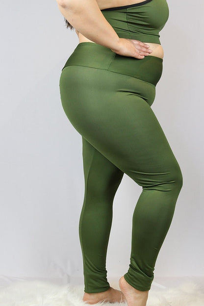 Olive Full Length Leggings/Tights - Plus Size - tights & leggings - plus size - Velvet Door