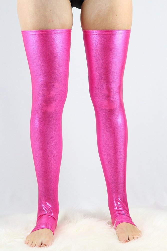 Pink Sparkle Extra Long Stirr-Up Spandex Legwarmers/ Knee High Socks - legwarmers - Velvet Door