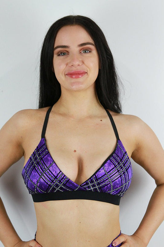 Purple Tartan Bikini Bra - bikini bra - Velvet Door