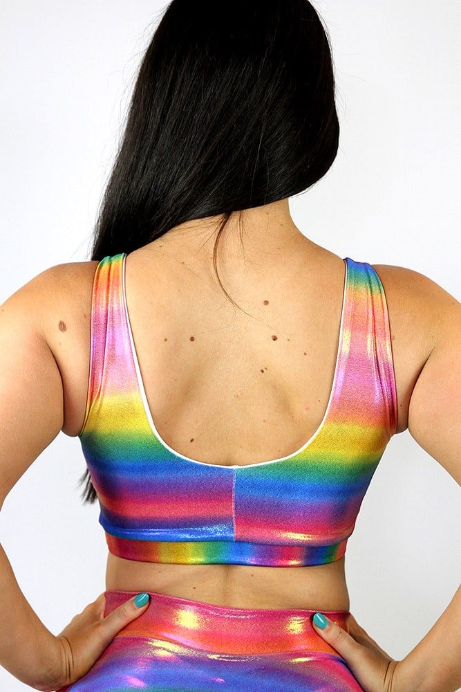 Rainbow Pride Sparkle Sweet Scoop Sports Bra - sweet scoop sports bras - Velvet Door