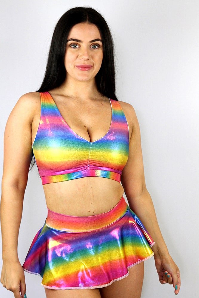 Rainbow Pride Sparkle Sweet Scoop Sports Bra - sweet scoop sports bras - Velvet Door