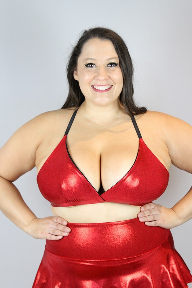 Red Sparkle Bikini Bra - Plus Size - bikini bra - plus size - Velvet Door