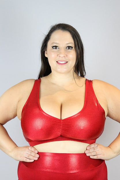 Red Sparkle Sweet Scoop Sports Bra - Plus Size - sweet scoop sports bras - plus size - Velvet Door