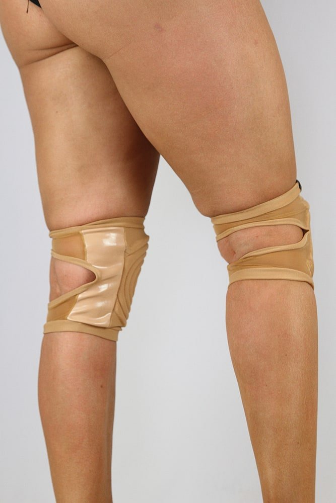 Spandex Vinyl/Mesh Grippy Dance Knee Pads - Nude - For Pole & Dance - dance knee pads - Velvet Door