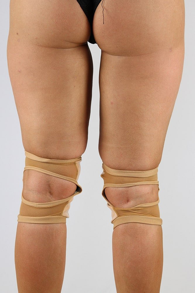 Spandex Vinyl/Mesh Grippy Dance Knee Pads - Nude - For Pole & Dance - dance knee pads - Velvet Door