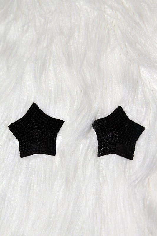 Star 3D Sequin Nipple Pasties Black - pasties - Velvet Door