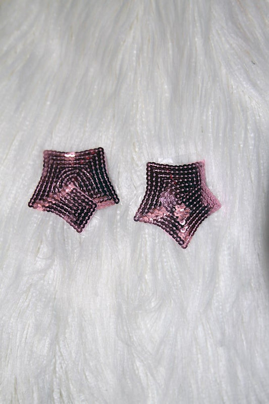 Star 3D Sequin Nipple Pasties Pink - pasties - Velvet Door