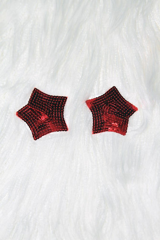 Star 3D Sequin Nipple Pasties Red - pasties - Velvet Door