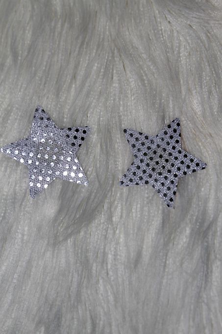 Star Sequin Nipple Pasties Silver - pasties - Velvet Door