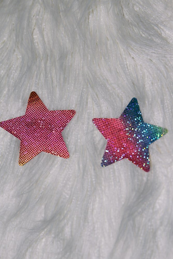Star Sparkle Nipple Pasties Rainbow - pasties - Velvet Door